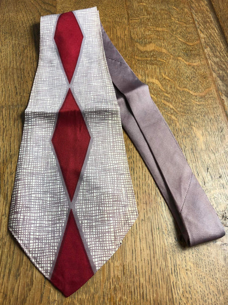 Original 1950s Grey And Red Check Swing Tie By Fidelity Towncraft De Luxe