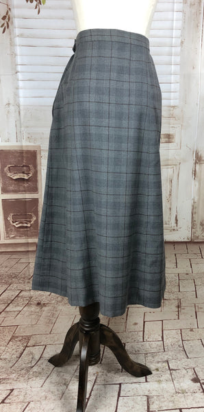 RESERVED FOR LAURE - Original 1940s 40s Vintage Grey Wool Plaid Skirt Suit