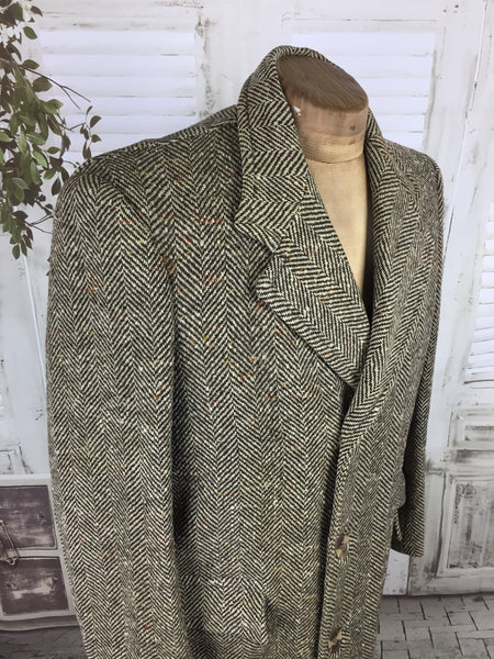 Original 1940 Mens Herringbone And Fleck Vintage CC41 Utility Wool Coat
