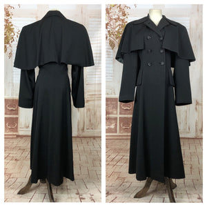 LAYAWAY PAYMENT 2 OF 3 - RESERVED FOR HOLLY - Incredible Rare Early 1940s 40s Vintage Black Princess Coat With Detachable Cape