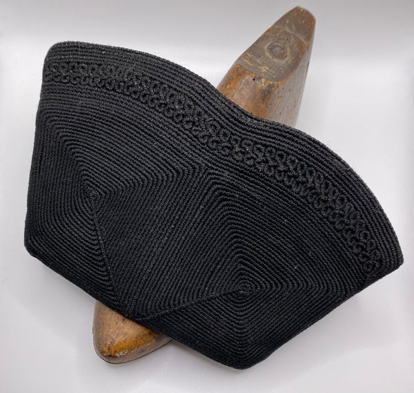Gorgeous 1940s 40s Original Vintage Black Corde Clutch Bag With Geometric Details