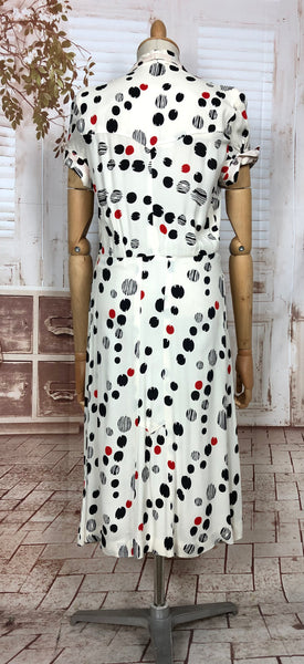 Fabulous Original 1940s Red Black And White Spotted Dress