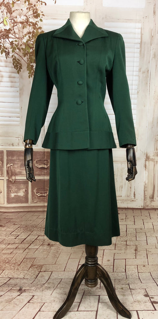 Original Vintage 1940s 40s Forest Green Gabardine Skirt Suit With Incr ...