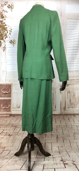 LAYAWAY PAYMENT 2 OF 2 - RESERVED FOR KATIE - Amazing Original Vintage Late 1940s 40s Bright Green Summer Suit With Patch Pockets