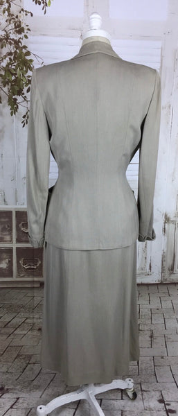 Original 1940s 40s Vintage Grey Gabardine Gab Western Skirt Suit