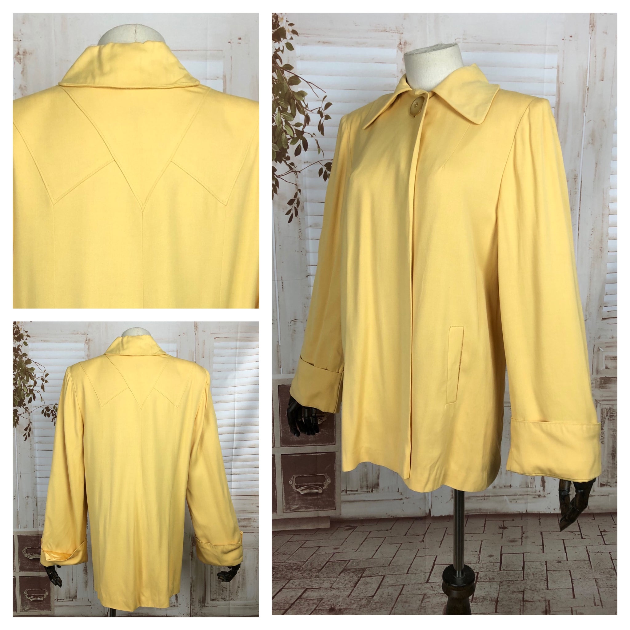 LAYAWAY PAYMENT 1 OF 2 - RESERVED FOR KELLY - Original 1940s 40s Vintage Gabardine Gab Canary Yellow Swing Coat