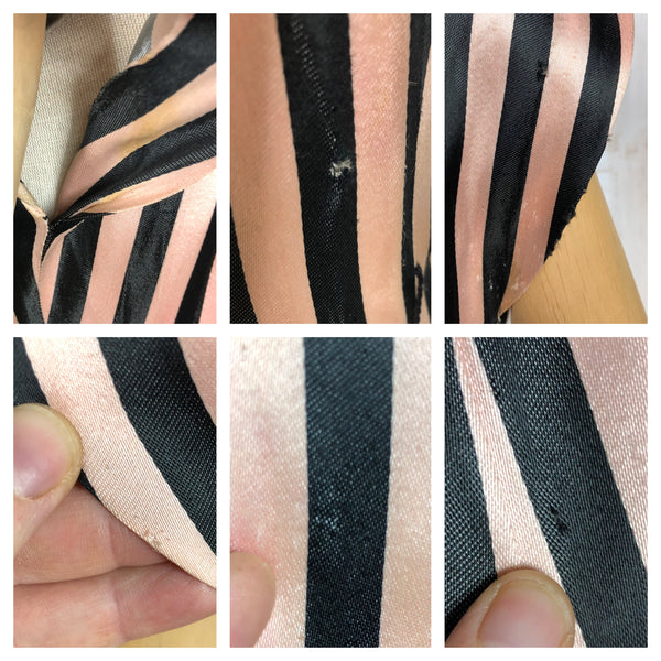 Stunning Original Late 1930s / Early 1940s Black And Pink Striped Evening Gown