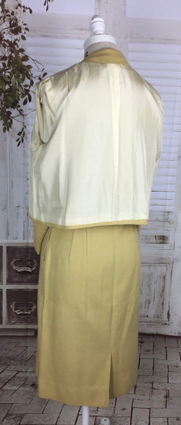 Original Late 1940s / Early 1950s Gold Yellow Wool Vintage Skirt Suit Cropped Jacket