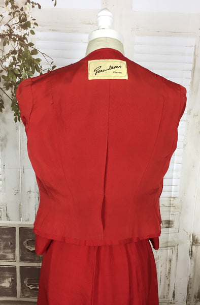 LAYAWAY PAYMENT 2 OF 2 - RESERVED FOR MARS - Original 1940s 40s Vintage Red Shot Silk Arrow Skirt Suit With Amazing Buttons