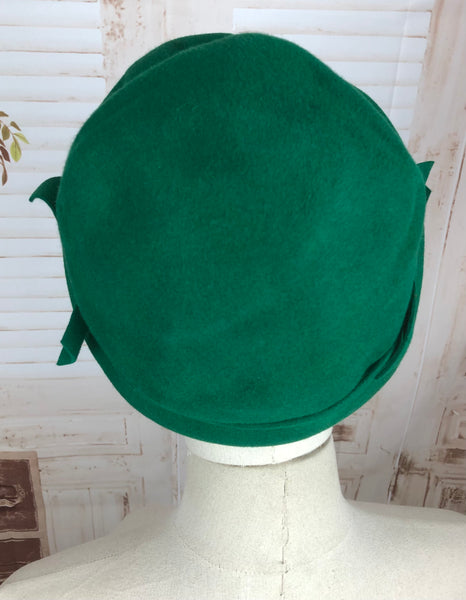 Original 1950s 50s Vintage Emerald Green Felt Hat