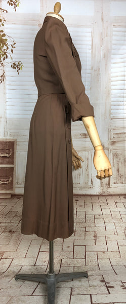 RESERVED FOR SENDI - PLEASE DO NOT PURCHASE - Stunning Original 1940s Vintage Milk Chocolate Brown Cropped Suit With Button Details