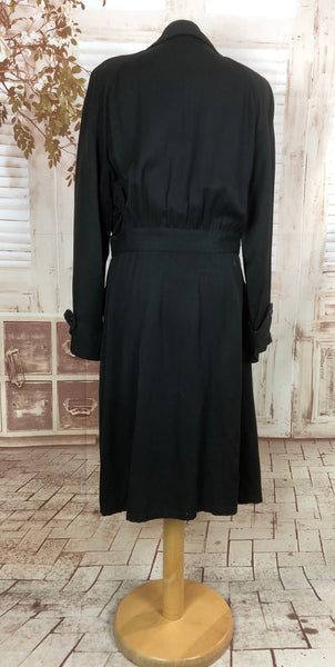LAYAWAY PAYMENT 1 OF 2 - RESERVED FOR BETHEA - Fabulous 1940s 40s Vintage Black Belted Rain Mac Trench Coat
