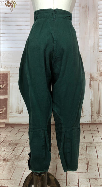 LAYAWAY PAYMENT 2 OF 3 - RESERVED FOR MAIKEN - Fabulous Original 1940s 40s Vintage Forest Green Riding Jodhpurs By Kerrybrooke