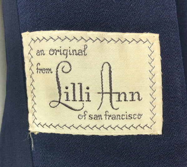 Rare Original 1950s 50s Vintage Navy Blue Lilli Ann Blazer With Wrap Around Arrow Detailing