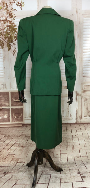 Fabulous Original 1940s 40s Vintage Bright Green Skirt Suit