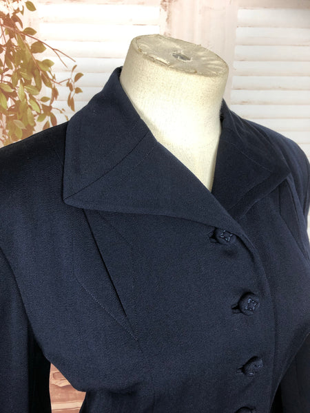 Beautiful Original 1940s 40s Vintage Navy Blue Suit By Vernon