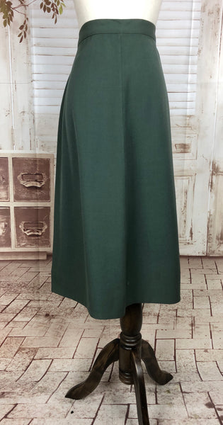Original 1940s 40s Vintage Sage Green Gab Gabardine Skirt Suit