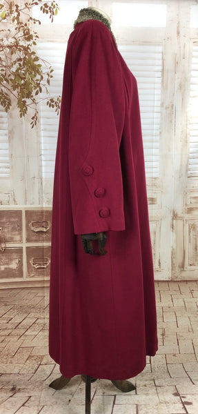 LAYAWAY PAYMENT 1 OF 2 - RESERVED FOR MARS - Original Vintage 1940s 40s Volup Fuchsia Pink Swing Coat With Button Details By Shillito Co