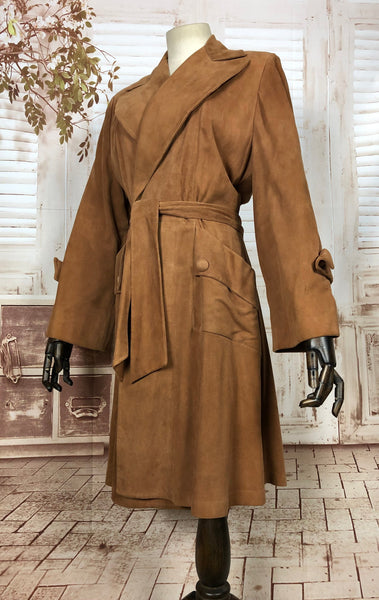 LAYAWAY PAYMENT 4 OF 4 - RESERVED FOR CARLA - Super Rare Original 1940s 40s Belted Suede Princess Coat By Scully
