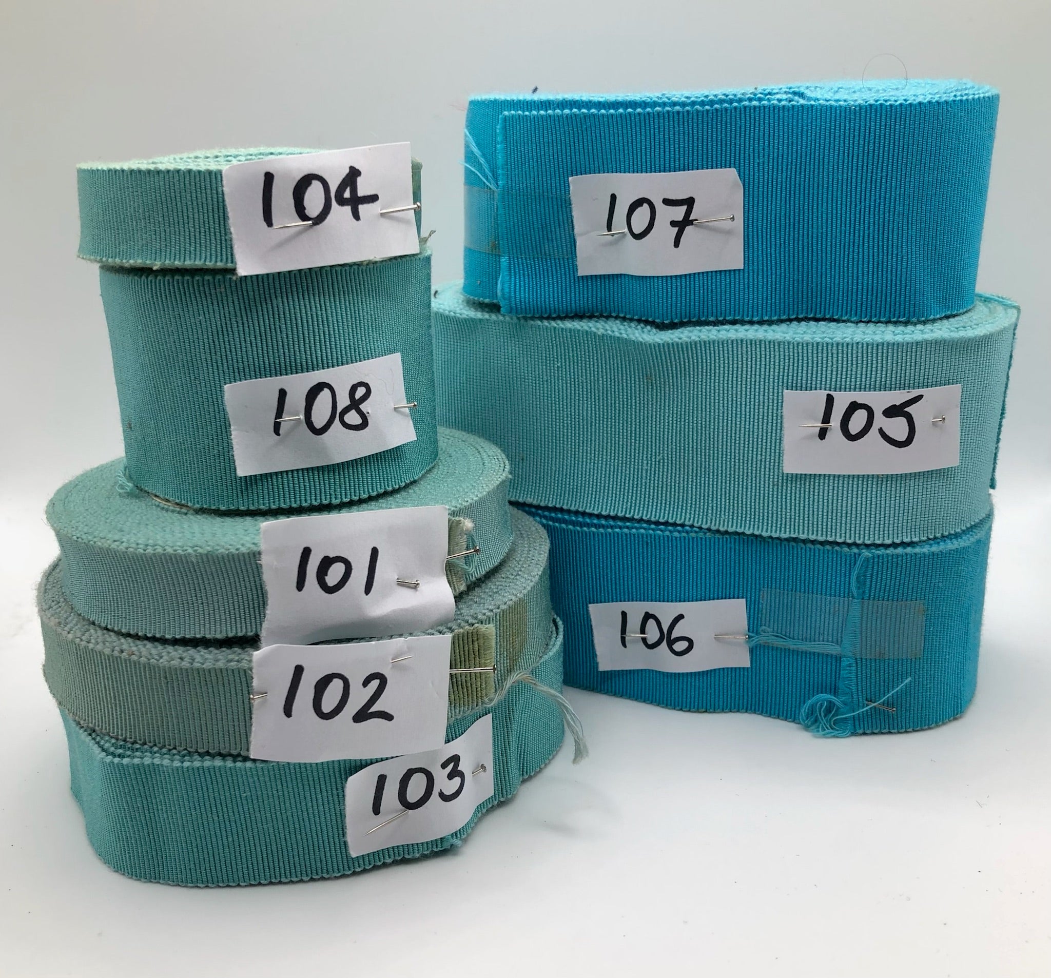 Original French Vintage Petersham And Grosgrain Hat Ribbon Turquoise