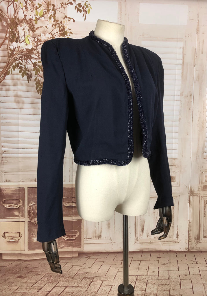 40s Jacket Original 1940s 40s Vintage Jacket With Strong Shoulders And Beading ...