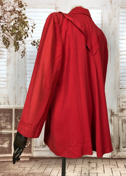 Fabulous Original 1940s 40s Vintage Red Gabardine Swing Coat