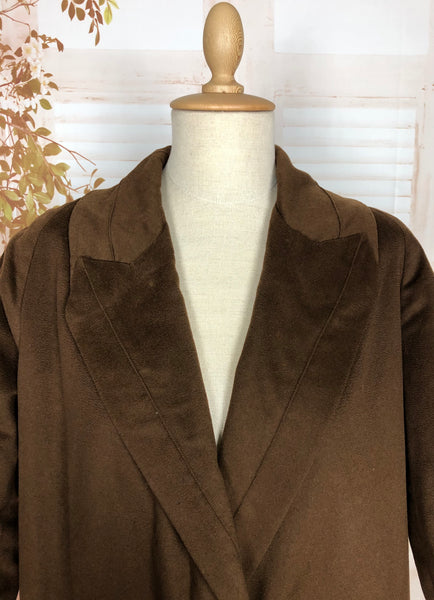 Exceptional 1920s Original Art Deco Chocolate Brown Geometric Flapper Coat