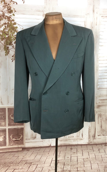 Original Early 1950s 50s Vintage Teal Gabardine His And Hers Skirt Suit And Matching Blazer