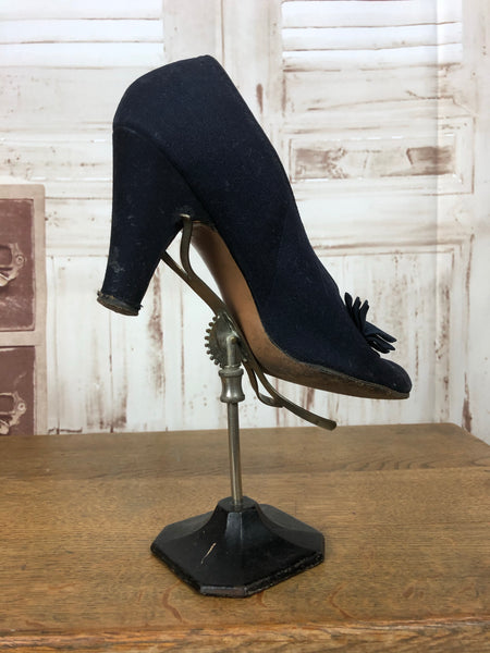 Original 1940s 40s Vintage Navy Blue High Heel Shoes