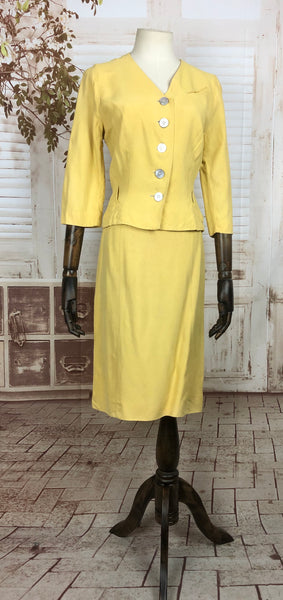 Original 1940s 40s Vintage Mustard Yellow Summer Skirt Suit By Handmacher Weathervane