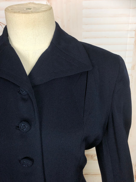 Beautiful Original 1940s 40s Vintage Navy Blue Suit By Vernon