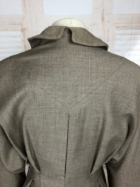 Original 1940s 40s Vintage Grey Wool Princess Cut Jacket