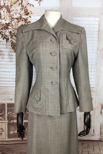 LAYAWAY PAYMENT 2 of 2 - RESERVED FOR ROMY - Original 1940s 40s Vintage Prince Of Wales Check Skirt Suit