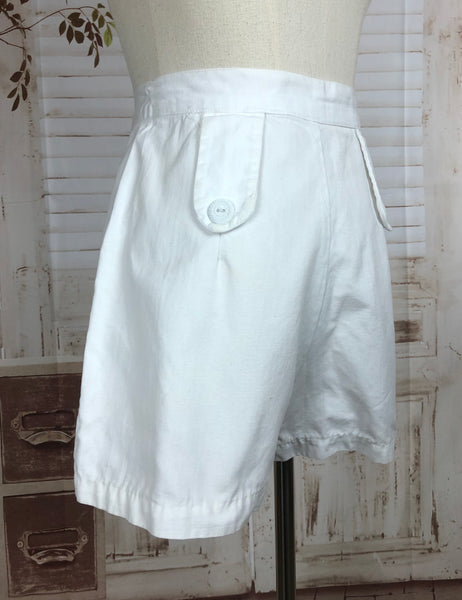 Original 1940s 40s Vintage White Cotton Shorts