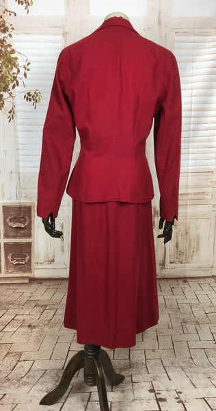 Fabulous Original 1940s 40s Vintage Red Skirt Suit By Four Star