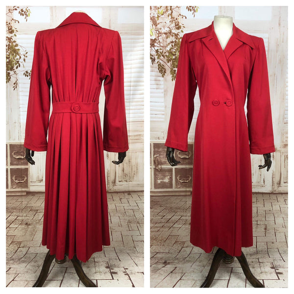 Incredible Original 1940s 40s Vintage Red Gabardine Fit And Flare Princess Coat