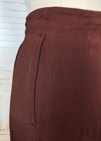 Super Rare Original 1940s Volup Vintage Brown Gabardine Slacks Pants