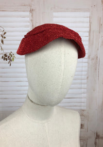 Original 1950s 50s Vintage Red New Look Straw Hat Deadstock