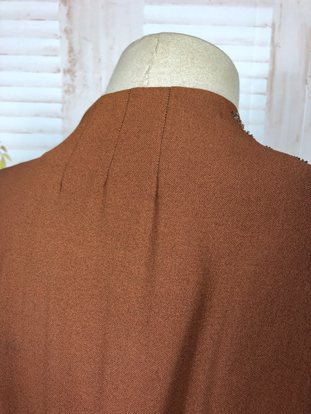 Gorgeous Original 1940s 40s Vintage Caramel Beaded Dress By O. Slender Couture