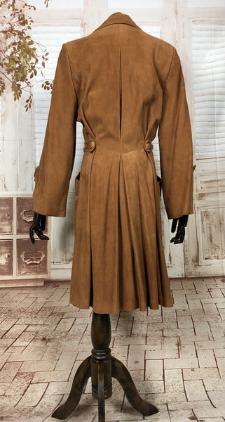 LAYAWAY PAYMENT 3 OF 4 - RESERVED FOR CARLA - Super Rare Original 1940s 40s Belted Suede Princess Coat By Scully