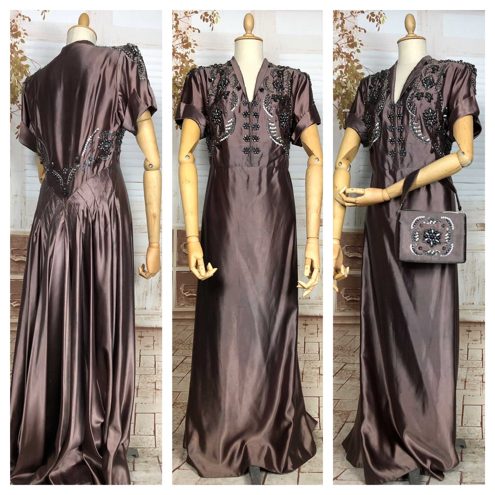 Incredible Original 1940s Vintage Beaded And Sequinned Mauve Liquid Sa Black Sheep Antiques Incredible Original 1940s Vintage Beaded And Sequinned Mauve Liquid Sa Black Sheep Antiques