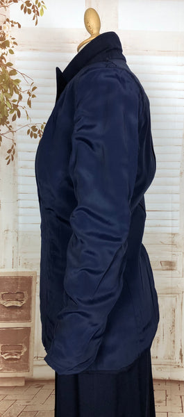 Classic Original 1940s Vintage Navy Blue Gabardine Suit By Bonds