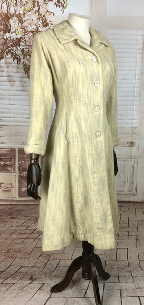 Original 1950s 50s Vintage White And Grey Wool Tweed Coat
