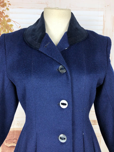 RESERVED FOR ATIZ - PLEASE DO NOT PURCHASE - Fabulous Original Vintage 1950s 50s Royal Blue Fit And Flare Princess Coat By Rothschild