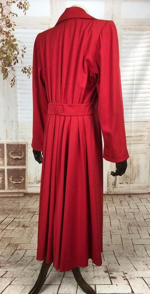 Incredible Original 1940s 40s Vintage Red Gabardine Fit And Flare Princess Coat