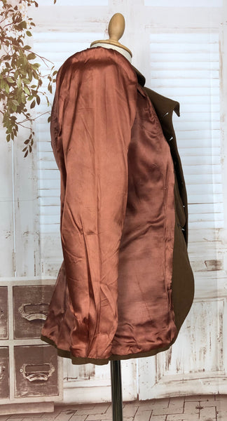 LAYAWAY PAYMENT 4 OF 4 - RESERVED FOR MAIKEN - Unusual Original 1940s Vintage Brown Gabardine Asymmetric Military Style Blazer
