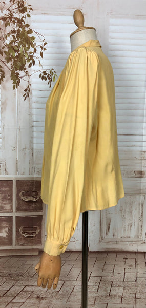 LAYAWAY PAYMENT 1 OF 2 - RESERVED FOR AMBIKA - Fabulous Original 1930s Yellow Silk Blouse With Gathered Puff Sleeves