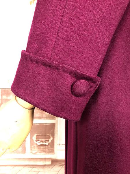 Exquisite Original 1940s Volup Vintage Burgundy Wine Princess Coat