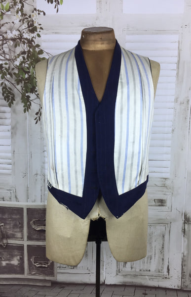 Original 1940s Blue Pin Stripe Waistcoat Vest With CC41 Utility Labels