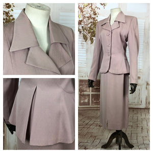 LAYAWAY PAYMENT 2 of 2 - RESERVED FOR ALEX - Original 1940s 40s Vintage Dusty Pink Skirt Suit With Amazing Collar